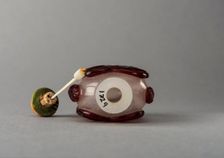Clear glass snuff bottle with red overlay, China, Qing dynasty, 1644-1911. Creator: Unknown
