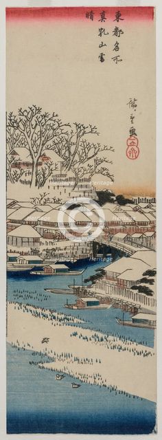 Clear Weather after Snow at Matsuchiyama..., late 1830s or early 1840s. Creator: Ando Hiroshige (Japanese, 1797-1858).