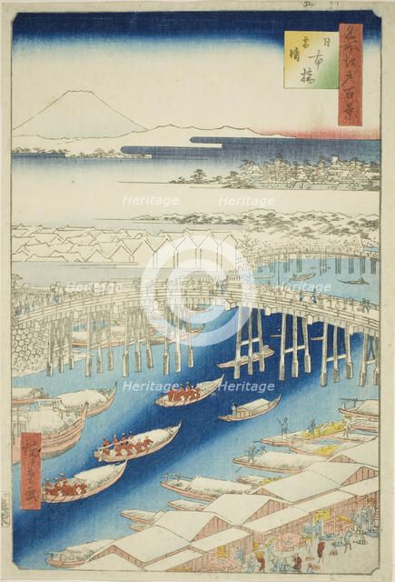 Clear Weather After Snow at Nihon Bridge (Nihonbashi yukibare), from the series "One Hundred...,1856 Creator: Ando Hiroshige.