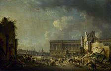 Clearance of the colonnade at the Louvre , c1756. Creator: Pierre-Antoine Demachy