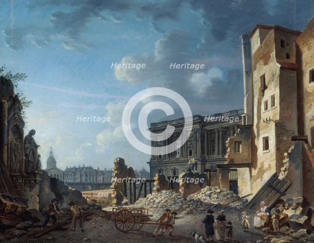 Clearance of the Louvre colonnade, c1755. Creator: Pierre-Antoine Demachy.