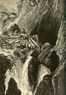 Clearing a Jam, Great Falls of the Ausable 1874. Creator: Harry Fenn