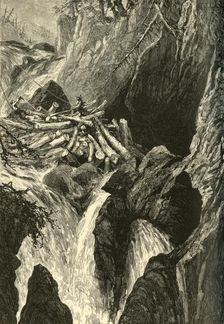 Clearing a Jam, Great Falls of the Ausable 1874. Creator: Harry Fenn