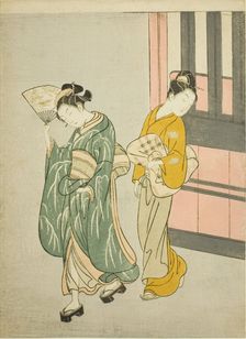 Clearing Breeze from a Fan (Ogi no seiran), from the series "Eight Views of the...", c. 1766. Creator: Suzuki Harunobu
