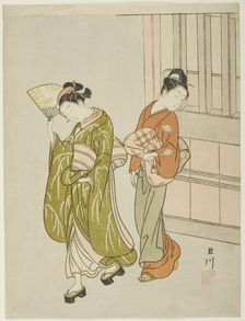 Clearing Breeze from a Fan (Ogi no seiran), from the series "Eight Views of the...", c. 1766. Creator: Suzuki Harunobu