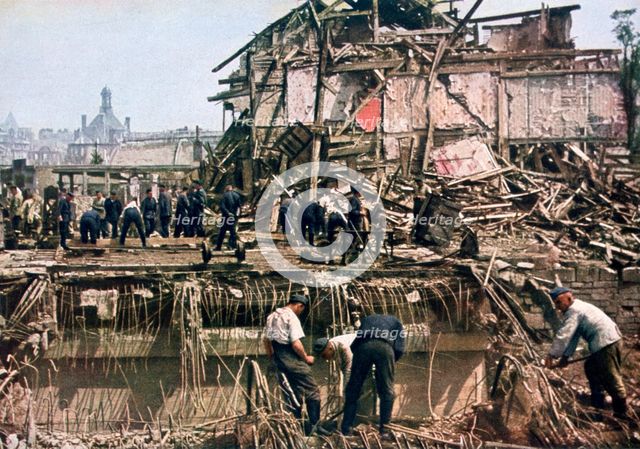Clearing debris, Dunkirk, France, 1940. Artist: Unknown