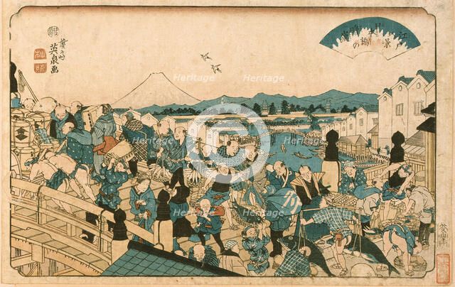 Clearing Weather on Nihonbashi Bridge, c1846. Creator: Ikeda Eisen.