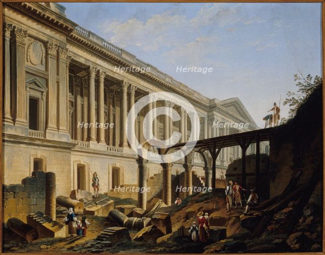 Clearing the colonnade of the Louvre, 1764. Creator: Unknown.