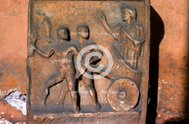 Cleobis and Biton pull their mother's chariot, c6th century BC. Artist: Unknown.