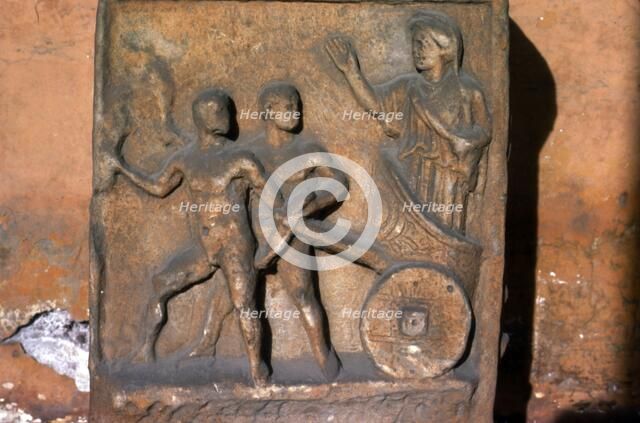 Cleobis and Biton pull their mother's chariot, c6th century BC. Artist: Unknown.