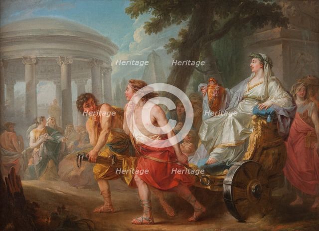 Cleobis and Biton with Cydippe in the Front of Hera Temple, 1764. Creator: Jean Bardin.