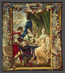 Cleopatra and Antony Enjoying Supper, from The Story of Caesar and Cleopatra, Brussels, c. 1680. Creator: Gerard Peemans