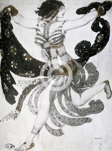 'Cleopatra', ballet costume design, 1909. Artist: Leon Bakst