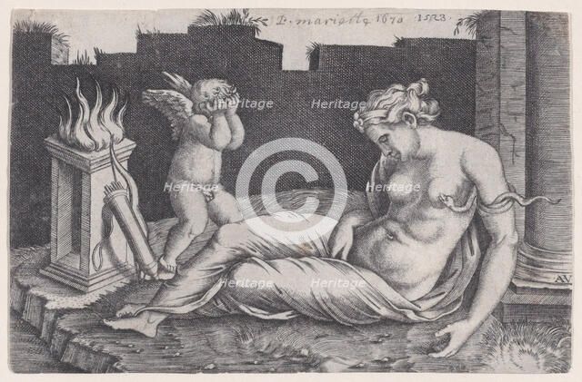 Cleopatra, dated 1528. Creator: Agostino Veneziano.