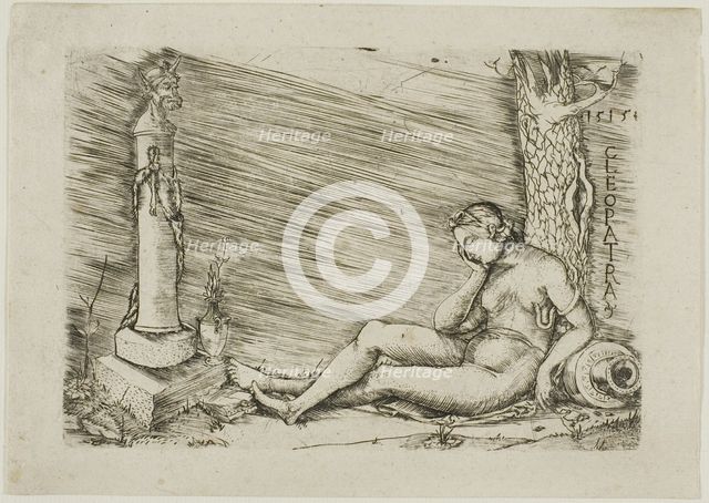Cleopatra Lying at the Foot of a Tree, with a Term, 1515. Creator: Master of 1515.