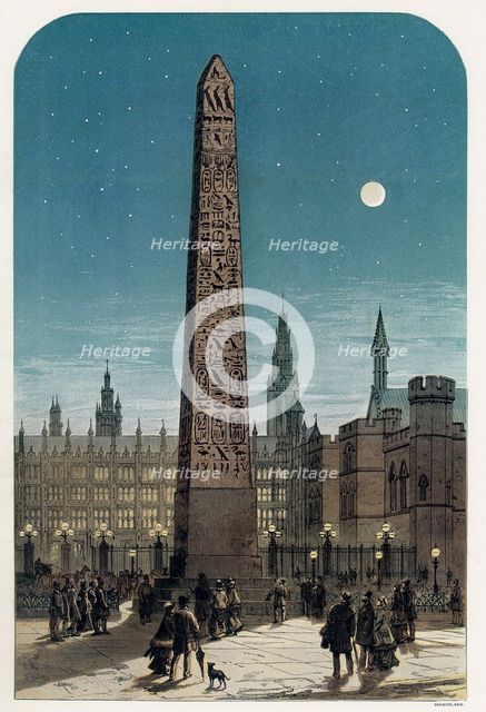 Cleopatra's Needle outside the Houses of Parliament, London, c late 19th century. Creator: Unknown.