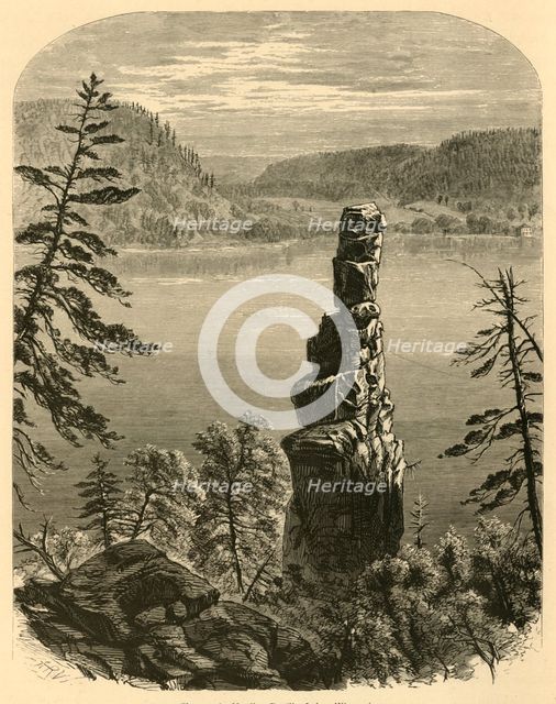 'Cleopatra's Needle, Devil's Lake, Wisconsin', 1874. Creator: Alfred Waud.
