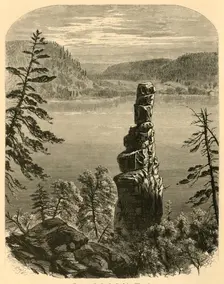 Cleopatra's Needle, Devil's Lake, Wisconsin 1874. Creator: Alfred Waud
