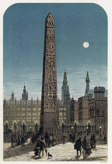 Cleopatra's Needle outside the Houses of Parliament, London, c late 19th century. Creator: Unknown