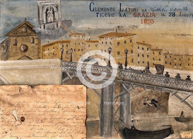Clemente Latini of Velletri saved by the Madonna del Parto after falling off the Ponte di..., 1895. Creator: Unknown.
