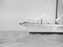 Clementina's Bow showing collision damage and loss of bowsprit, 1913. Creator: Kirk & Sons of Cowes