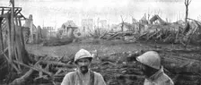 Clery Repris; La silhouette des ruines du village dans le brouillard, le matin du 4 septembre 191 Creator: Unknown
