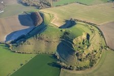 Cley Hill Camp, a univallate hillfort earthwork near Warminster, Wiltshire, 2023. Creator: Damian Grady
