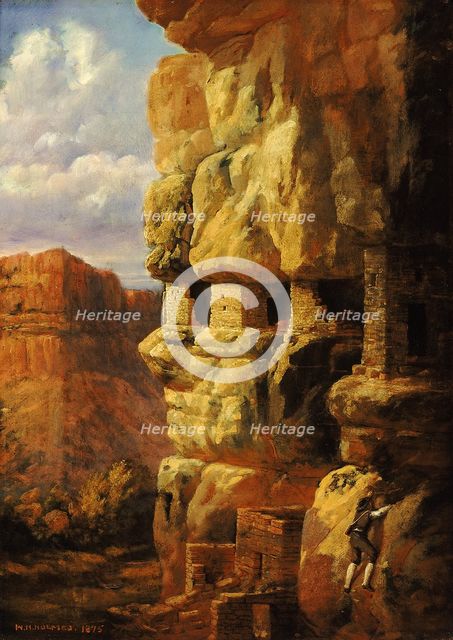 Cliff Houses on the Rio Mancos, Colorado, 1875. Creator: William Henry Holmes.