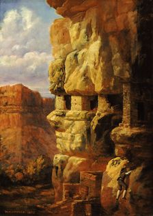 Cliff Houses on the Rio Mancos, Colorado, 1875. Creator: William Henry Holmes