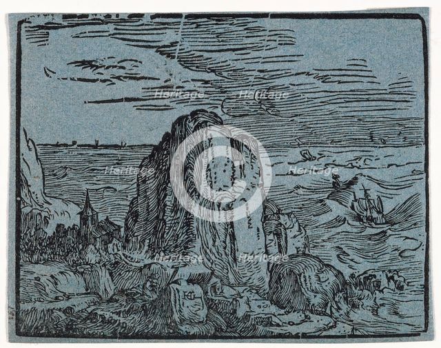 Cliff on the Seashore, between 1595 and 1600. Creator: Hendrik Goltzius.