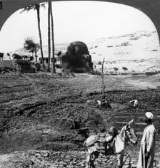 Cliff tombs of the lords of Assiut, Egypt 1905.Artist: Underwood & Underwood