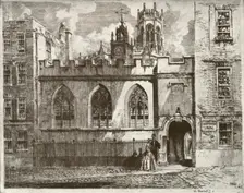 Clifford's Inn Hall and Clock Turret, with the Lantern Tower of St. Clement Danes Beyond 1934. Creator: William Monk