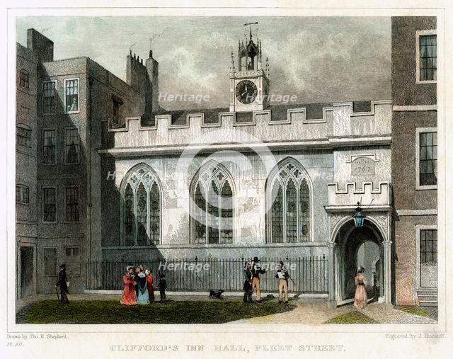 Clifford's Inn Hall, Fleet Street, City of London, 1830.Artist: J Hinchcliff