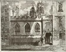 Clifford's Inn Hall and Clock Turret, with the Lantern Tower of St. Clement Danes Beyond 1934. Creator: William Monk