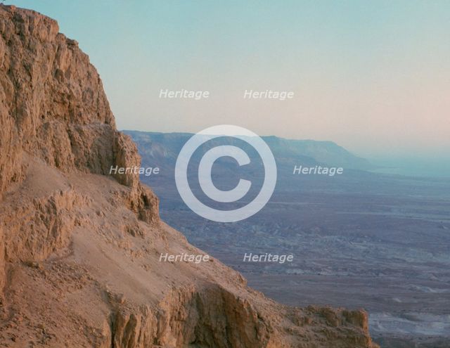 Cliffs of Masada at sunrise. Artist: Unknown