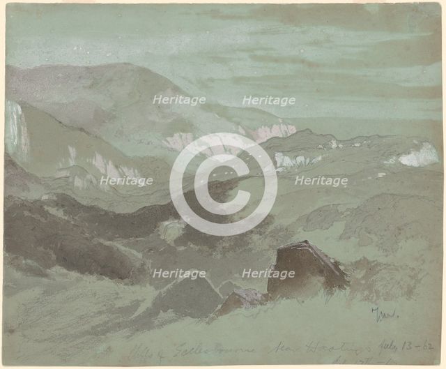 Cliffs of Ecclesbourne Near Hastings, 1862. Creator: Thomas Moran.