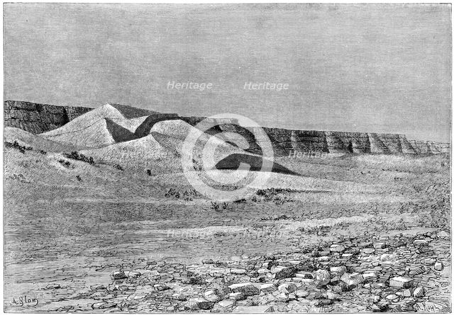 Cliffs of the Igharghar, taken from the north of Temassinin, c1890. Artist: Armand Kohl