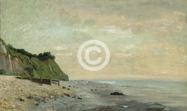 Cliffs on the Sea Coast: Small Beach, Sunrise (Falaise au bord de la mer, vu Petite Plage... Creator: Gustave Courbet.
