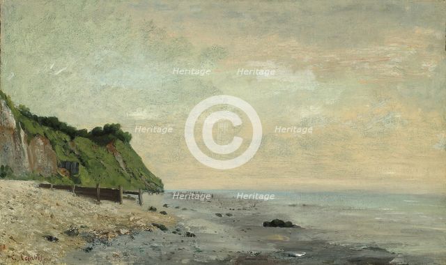 Cliffs on the Sea Coast: Small Beach, Sunrise (Falaise au bord de la mer, vu Petite Plage... Creator: Gustave Courbet.