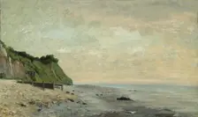 Cliffs on the Sea Coast: Small Beach, Sunrise (Falaise au bord de la mer, vu Petite Plage... Creator: Gustave Courbet
