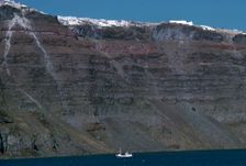 Cliffs inside the crater of the volcano on Santorini, 15th century BC