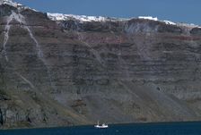 Cliffs inside the crater of the volcano on Santorini, 15th century BC