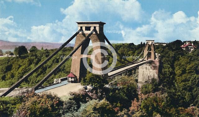 'Clifton Suspension Bridge from the Observatory', c1940s. Artist: Unknown.