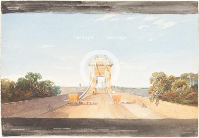 Clifton Suspension Bridge near Bristol, c. 1832. Creator: James Bulwer.