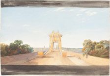 Clifton Suspension Bridge near Bristol, c. 1832. Creator: James Bulwer