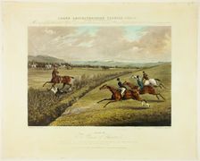Climax of Disaster, from Grand Leicestershire Steeplechase, published 1830. Creator: Charles Bentley