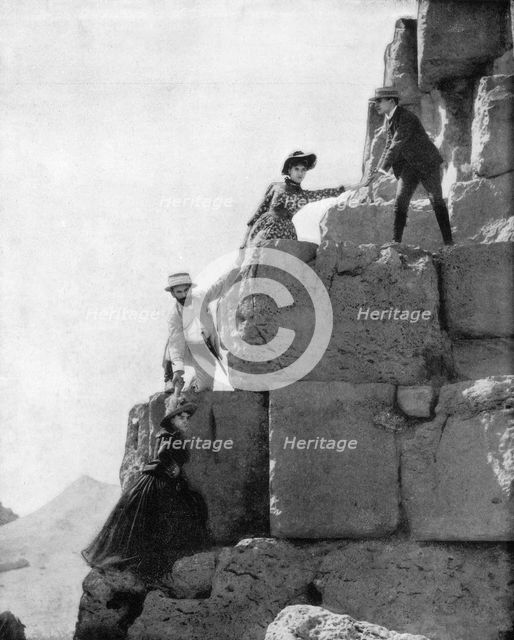 Climbing The Great Pyramid, Egypt, late 19th century. Artist: John L Stoddard