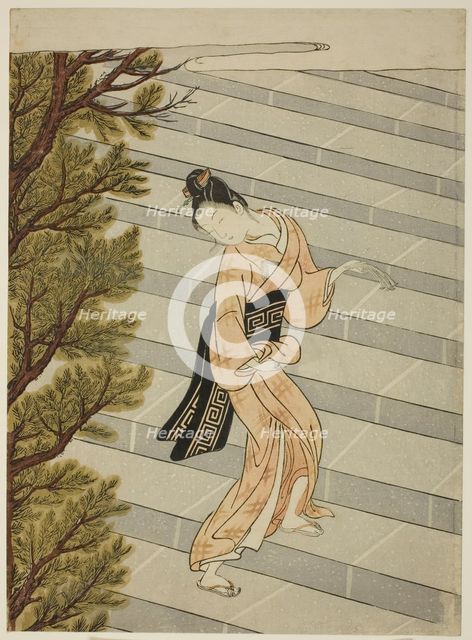 Climbing the steps one hundred times, c. 1765. Creator: Suzuki Harunobu.