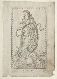 Clio (history) (from the Tarocchi series D: Apollo and the Muses, #19), before 1467. Creator: Master of the E-Series Tarocchi (Italian, 15th century)