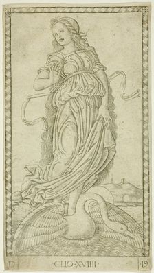 Clio, plate nineteen from Apollo and the Muses, c.1465. Creator: Unknown